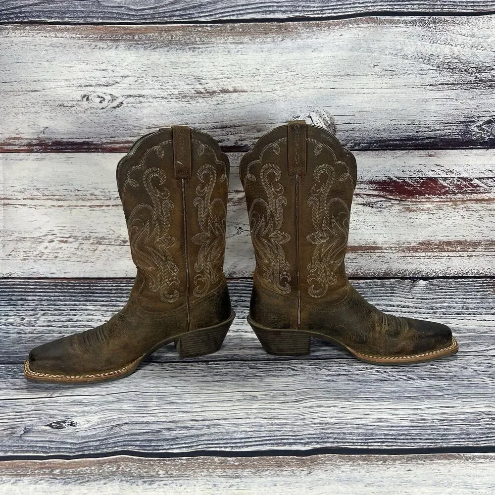Ariat Legend Brown Leather Square Toe Cowboy Boots 10001046 Women’s Size 6